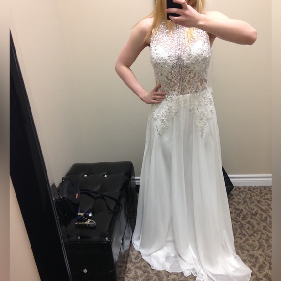 *MOVING SALE!!* White Chiffon Prom Dress - Picture 2 of 7